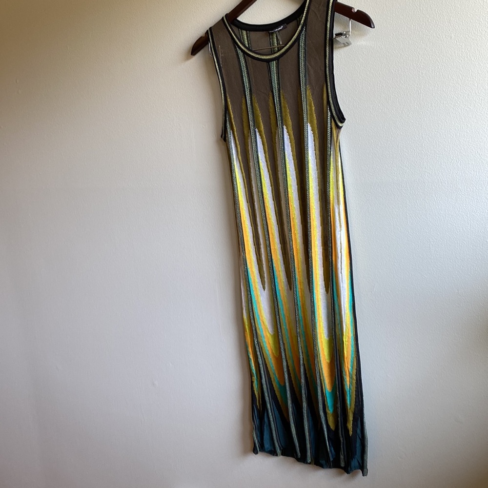 LUISA CERANO Knitted Panelled Cover Up Dress in Multi Color Small Fun Beach Club - Picture 5 of 12